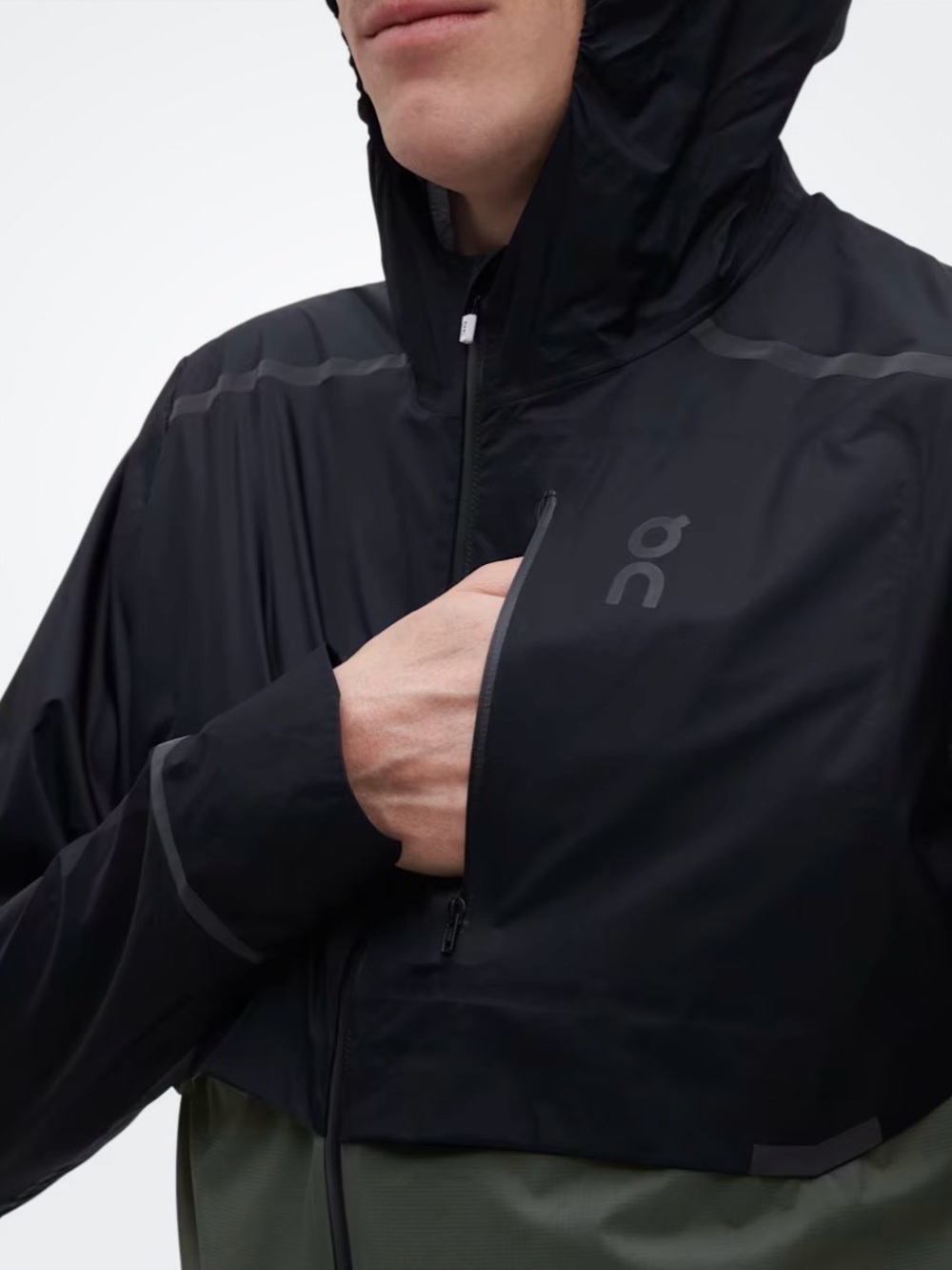 On Running Men’s  Hooded Windbreaker Jacket - Grey & Black - Picture 5 of 13